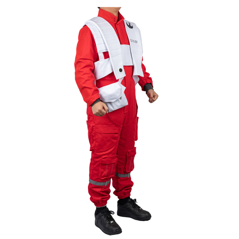 【New Arrival】Xcoser Star Wars Poe Dameron Upgrade Costume Cosplay Red Jumpsuit Suit Unisex Halloween Cosplay Outfit (Pre-order，＞30days）