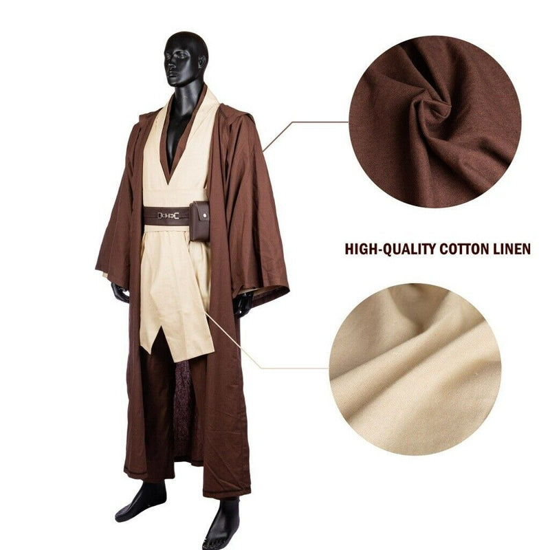 Xcoser Star Wars Jedi Knight Obi-Wan Kenobi Cosplay Costume Cloak Suits Hoodies Uniforms Adult Halloween Christmas