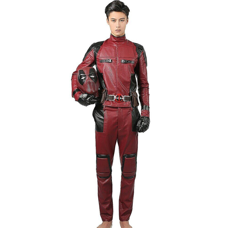 Xcoser Deadpool Costume A set Cosplay Costume PU Outfit with Latex Mask Halloween Christmas