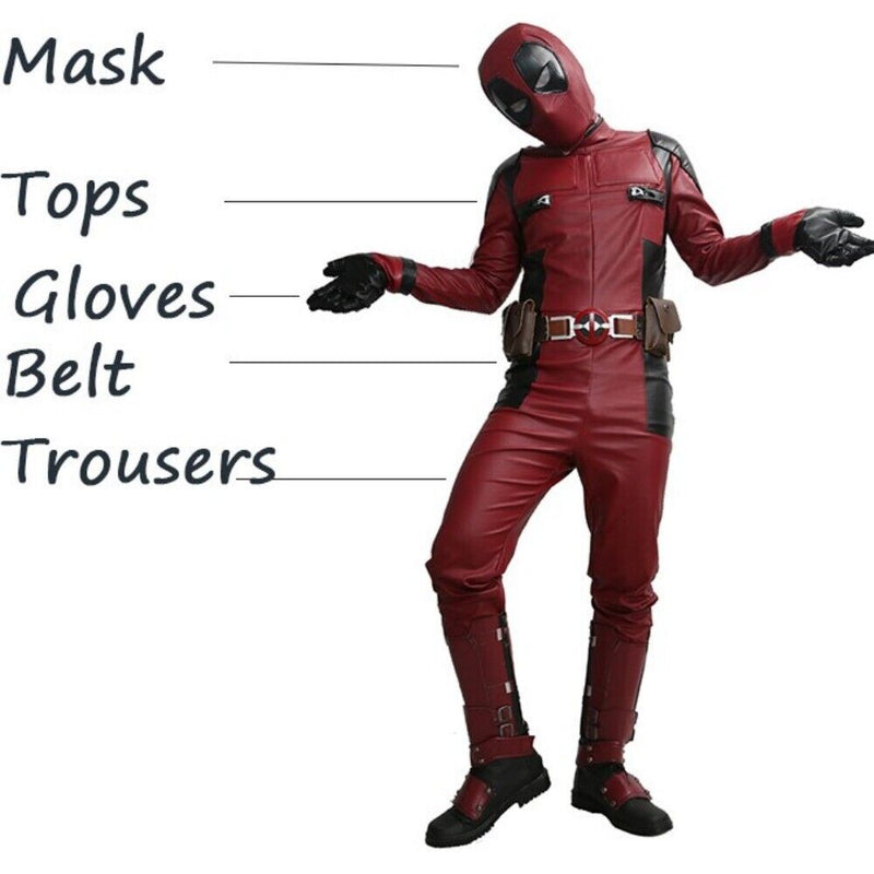 Xcoser Deadpool Costume A set Cosplay Costume PU Outfit with Latex Mask Halloween Christmas