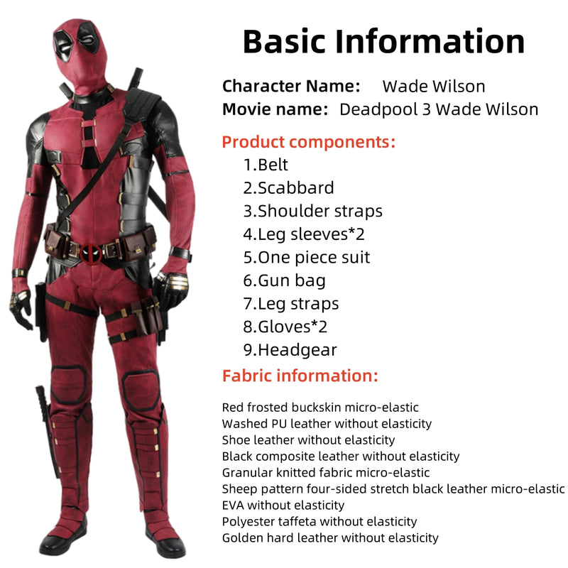 【New Arrival】Xcoser Deadpool 3 Wade Wilson Full Suit Cosplay Costume Halloween Cosplay