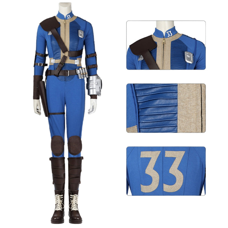Xcoser Fallout Lucy Cosplay Costume Jumpsuit Bodysuit Belt Accessories Full Set