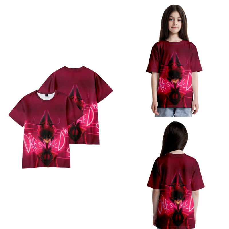 【New Arrival】Xcoser Hazbin Hotel Angel Dust Art T-Shirt Cosplay Unisex Parent-child Clothing