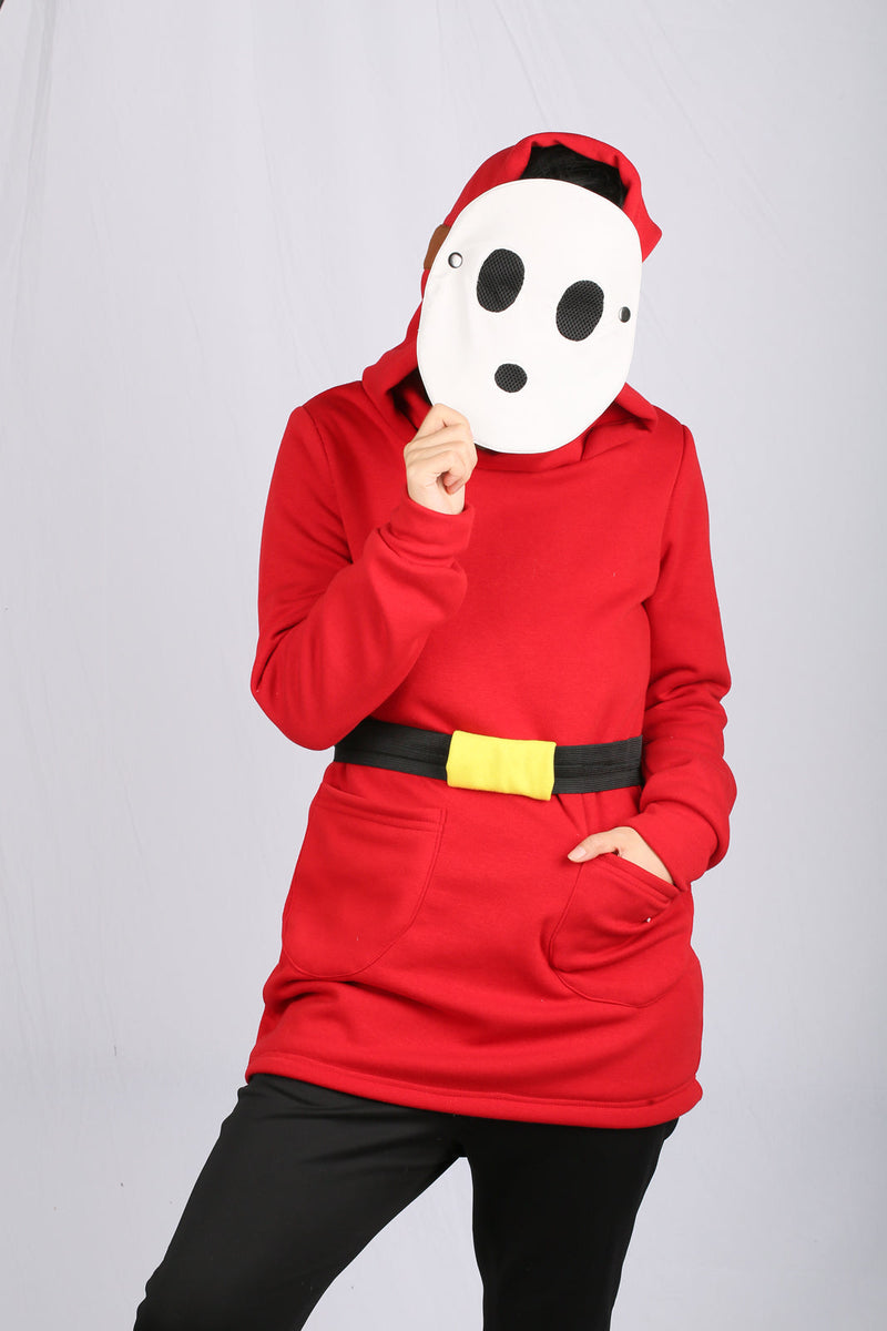 【Second item half price】Xcoser Mario Series Shy Guy Hoodie Women's Hooded Black Sweatshirt Cosplay Costume