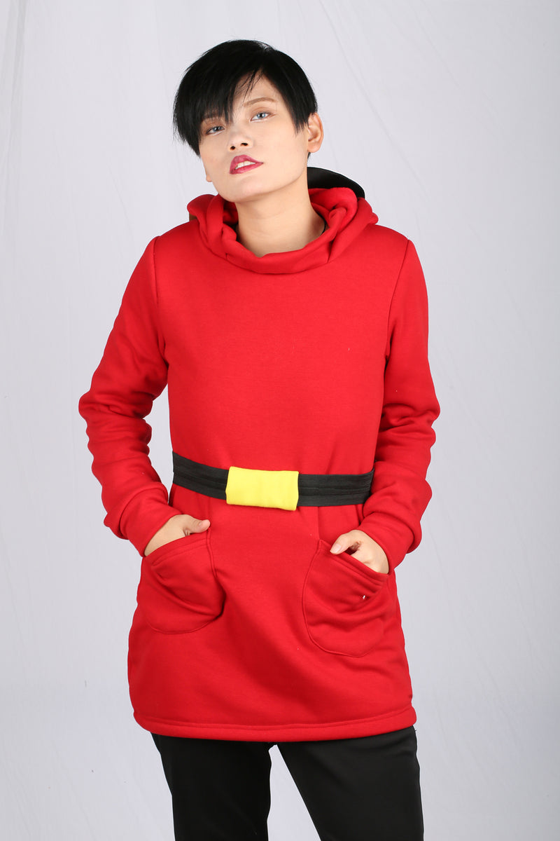 【Buy Black One，Get Half Price of Red One】Xcoser Mario Series Shy Guy Hoodie Women's Hooded Sweatshirt Cosplay Costume