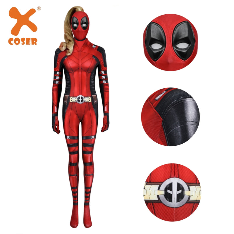 Xcoser Deadpool3 Lady Deadpool Cosplay Costume Bruce Bodysuit Jumpsuit Halloween