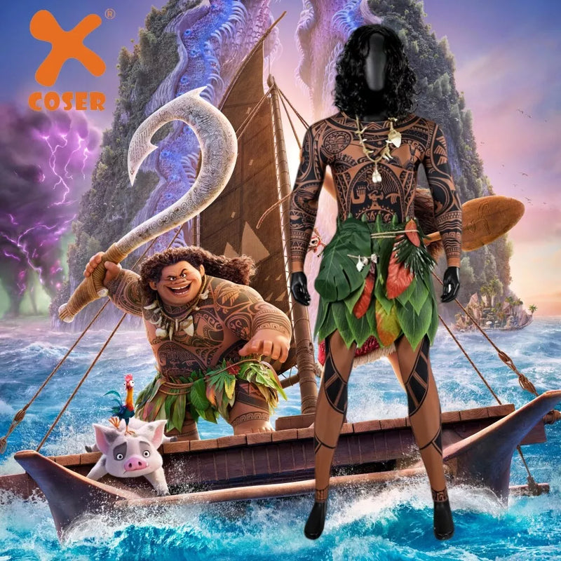 Maui Costume - Moana 2 Jumpsuit with Tattoo - Adult Party Bodysuit XS Maui Costume - Moana 2 Jumpsuit with Tattoo - Adult Party Bodysuit XS