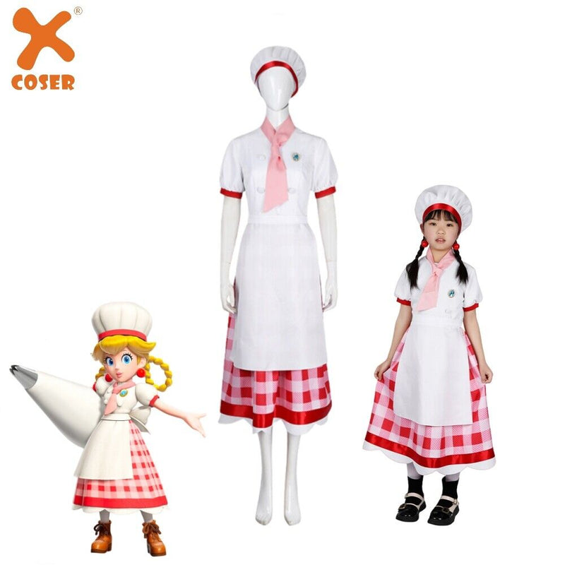Xcoser Adults/Kids Game Princess Peach: Show Time Patisserie Peach Cosplay Costume Set
