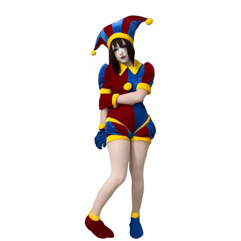 【30% off】Xcoser The Amazing Digital Circus Pomni Cosplay Costume Hat Glove Full Set Adult