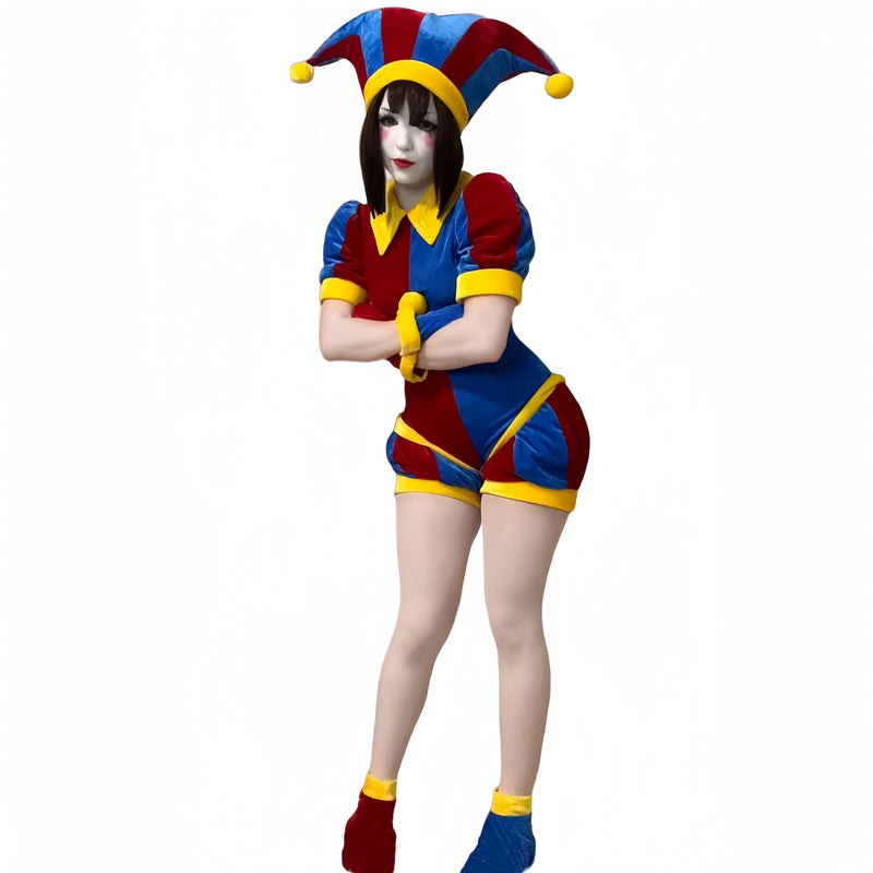 【30% off】Xcoser The Amazing Digital Circus Pomni Cosplay Costume Hat Glove Full Set Adult