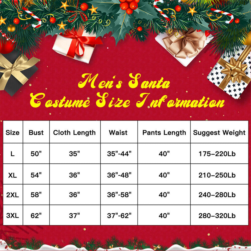 25pcs Set Santa Claus Cosplay Costume Adult Christmas Costume Santa Outfit Suit