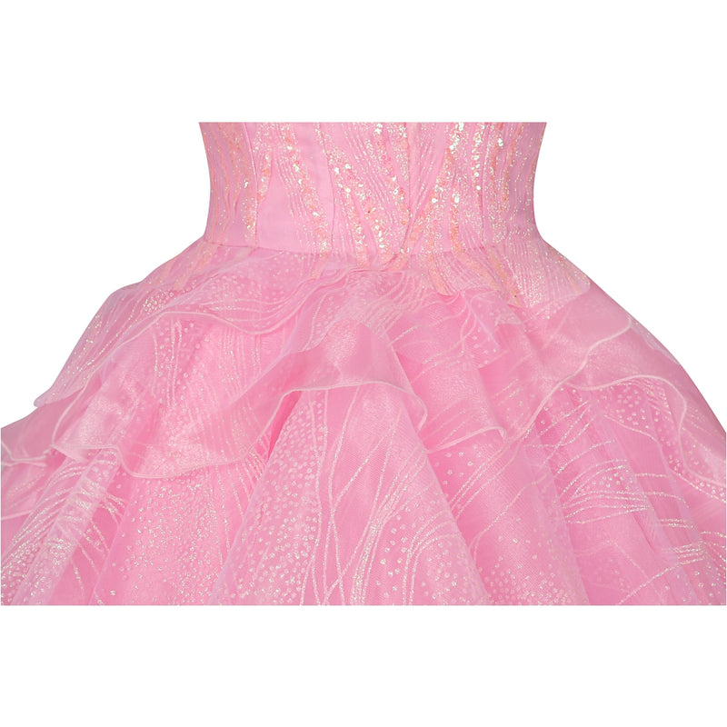 Xcoser Wicked Part One Glinda Cosplay Formal Dress with Crown Earings Role-Play Costume