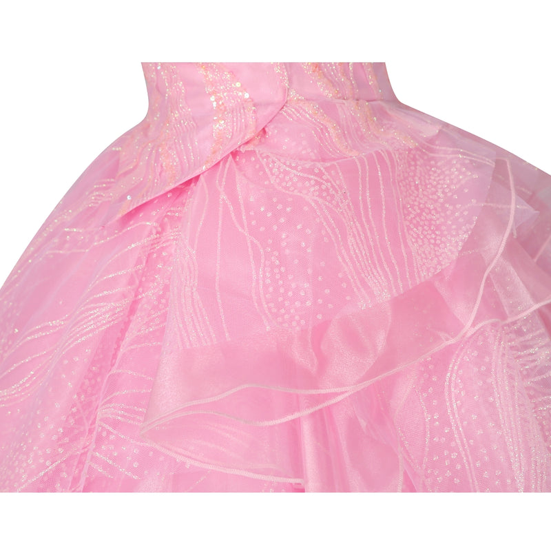 Xcoser Wicked Part One Glinda Cosplay Formal Dress with Crown Earings Role-Play Costume