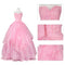 Xcoser Wicked Part One Glinda Cosplay Formal Dress with Crown Earings Role-Play Costume