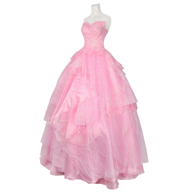 Xcoser Wicked Part One Glinda Cosplay Formal Dress with Crown Earings Role-Play Costume