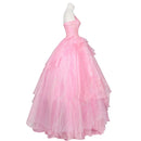 Xcoser Wicked Part One Glinda Cosplay Formal Dress with Crown Earings Role-Play Costume