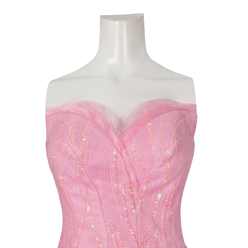 Xcoser Wicked Part One Glinda Cosplay Formal Dress with Crown Earings Role-Play Costume