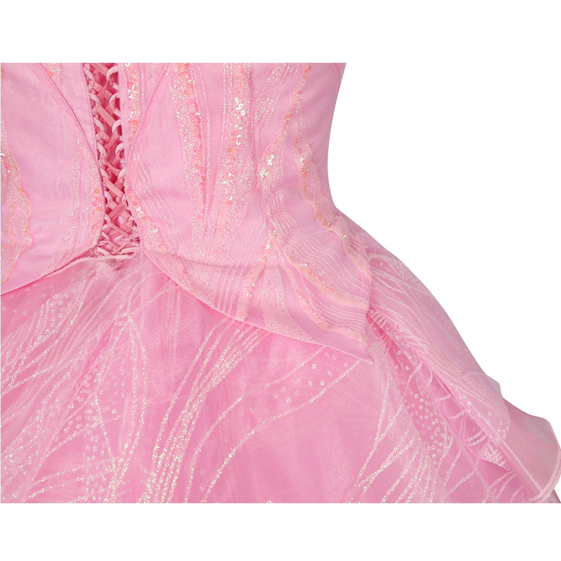Xcoser Wicked Part One Glinda Cosplay Formal Dress with Crown Earings Role-Play Costume