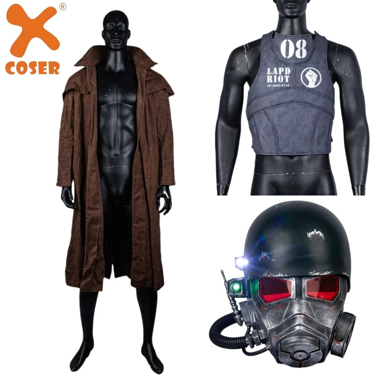 【New Arrival】Xcoser Fallout New Vegas Veteran Ranger NCR Ranger Cosplay Costume Coat Vest Helmet Set