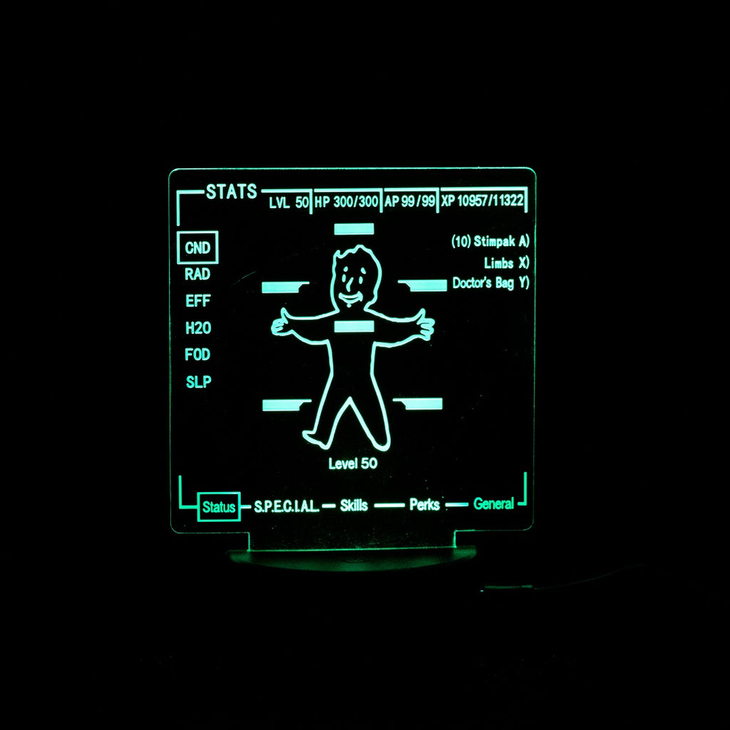 ゲームキャラクター fallout pipboy3000 Edition Fallout Pip-boy 3000 Stat Screen - LED Acrylic Light - Gaming Gift & C