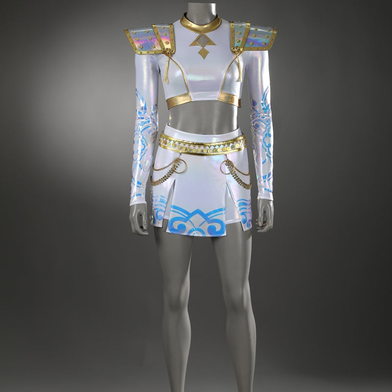 Xcoser K-Pop Demon Hunters Rumi Mira Zoey Stage Cosplay Musicial Costume Upgraded White