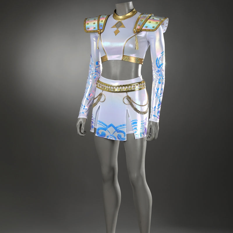 Xcoser K-Pop Demon Hunters Rumi Mira Zoey Stage Cosplay Musicial Costume Upgraded White