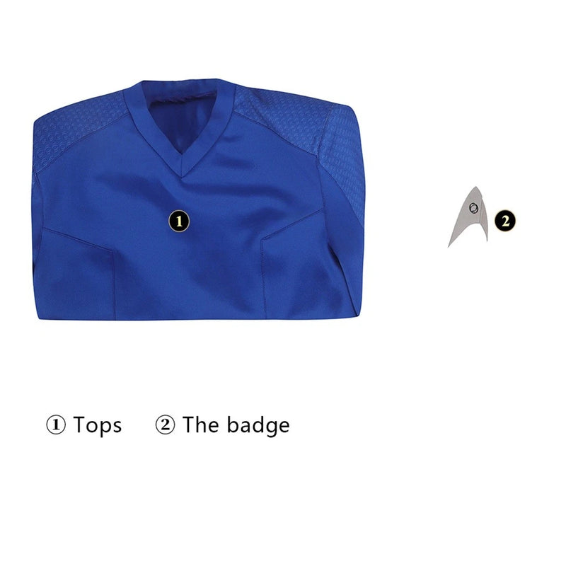 Xcoser Star Trek: Strange New Worlds Cosplay Starfleet Uniform & Badge Top Shirt