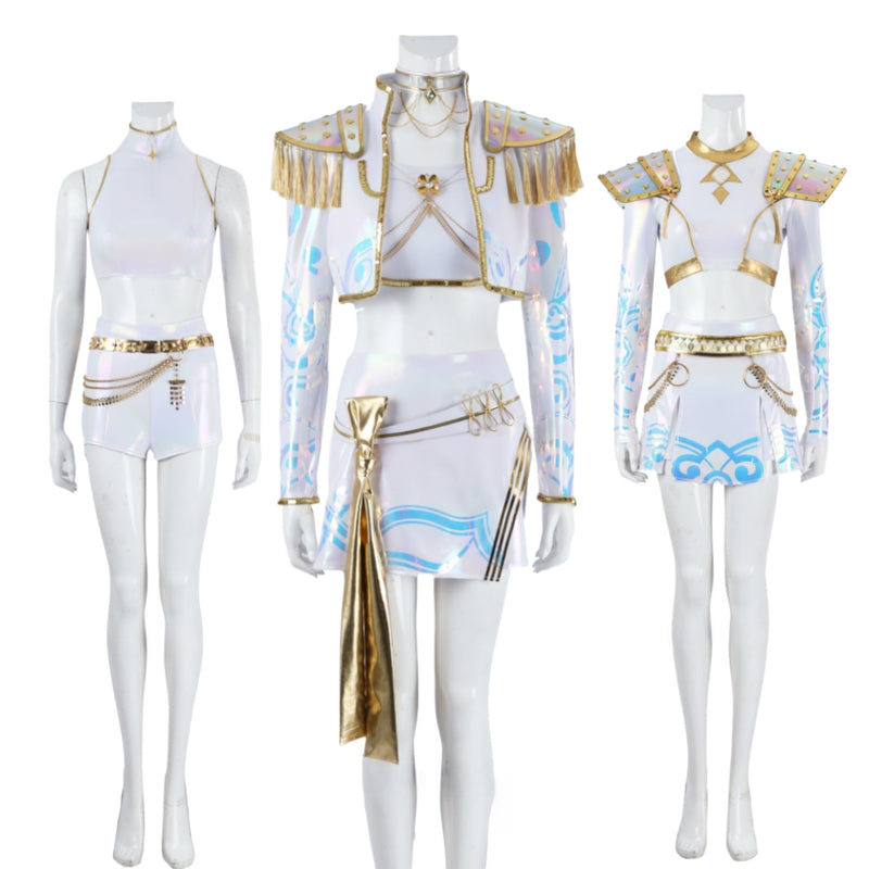 Xcoser K-Pop Demon Hunters Rumi Mira Zoey Stage Cosplay Musicial Costume Upgraded White