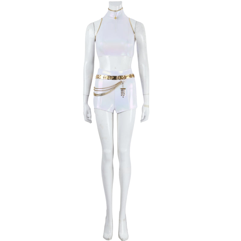 Xcoser K-Pop Demon Hunters Rumi Mira Zoey Stage Cosplay Musicial Costume Upgraded White