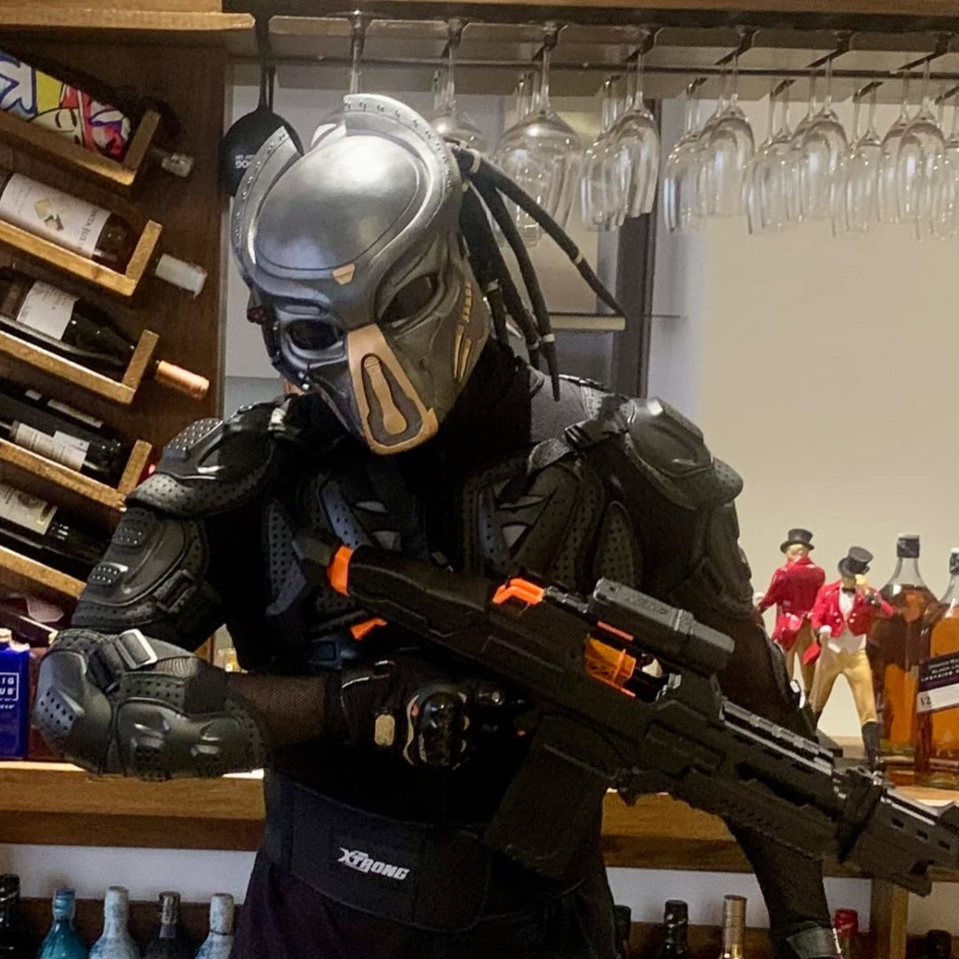 Predator Mask with Dreads Hair Costume Props for Halloween