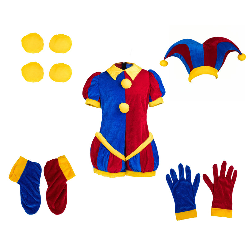 【30% off】Xcoser The Amazing Digital Circus Pomni Cosplay Costume Hat Glove Full Set Adult