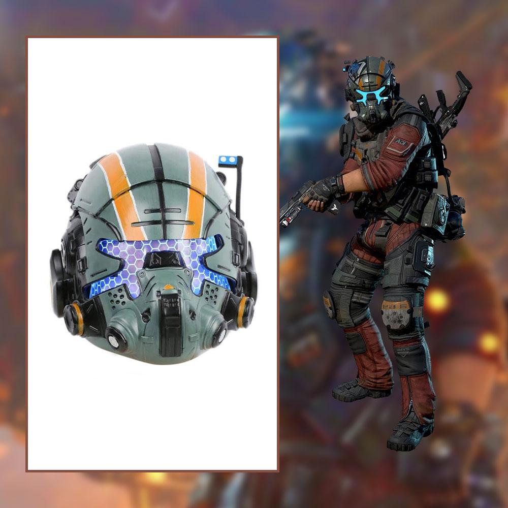 Xcoser Titanfall 2 Jack Cooper Helmet Green Resin Glow Eyes Mask for ...